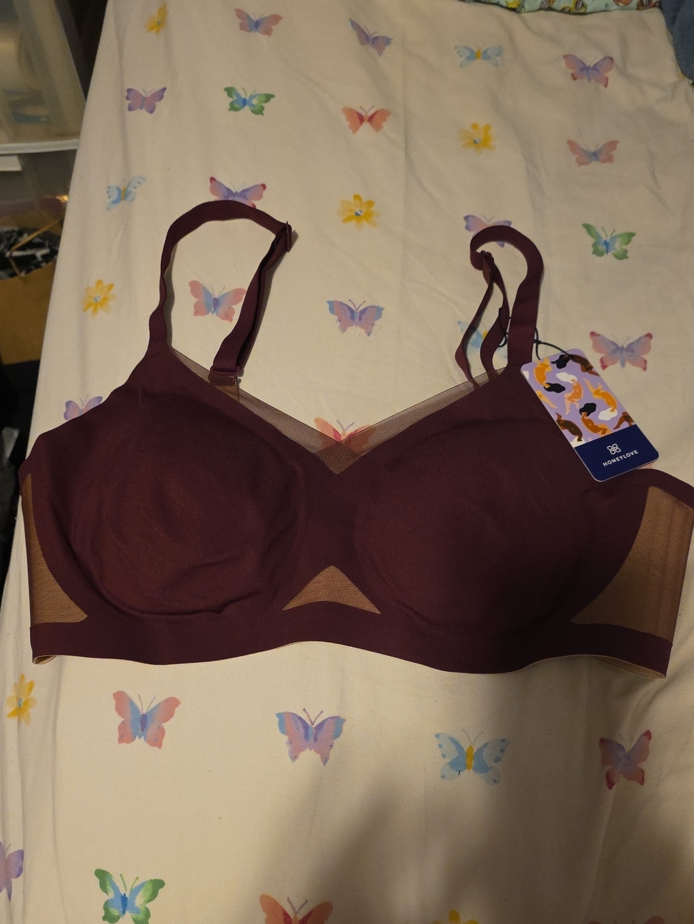 Honeylove Seamless Wine Bra with Sheer Insets